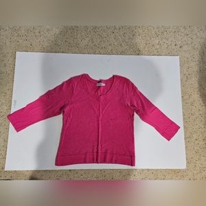 FRESH PRODUCE COTTON  HOT PINK  3/4 SLEEVE  SIZE SMALL